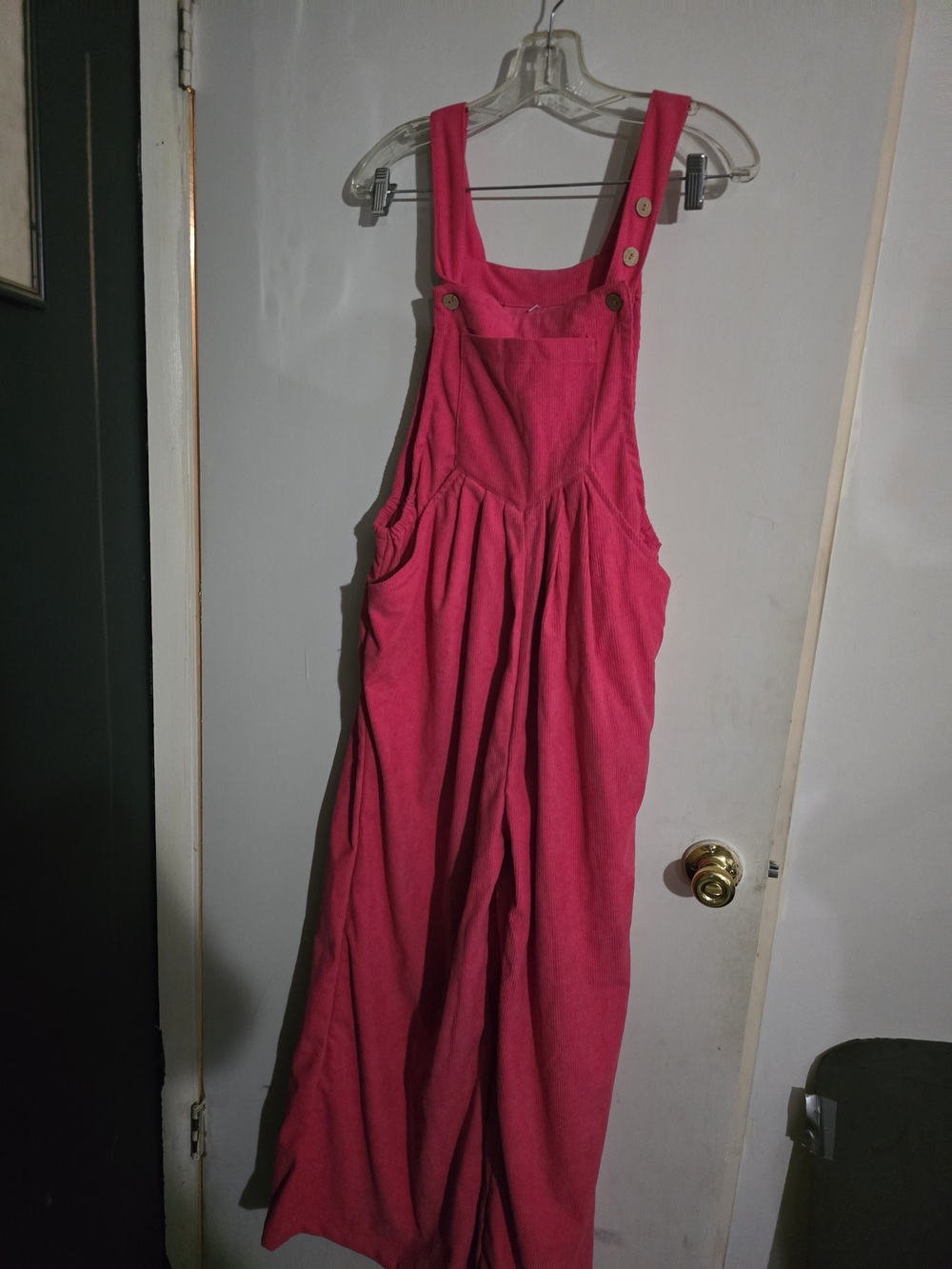 Source Unknown Hot Pink Corduroy Wide-Leg Overalls Size M  Baggy